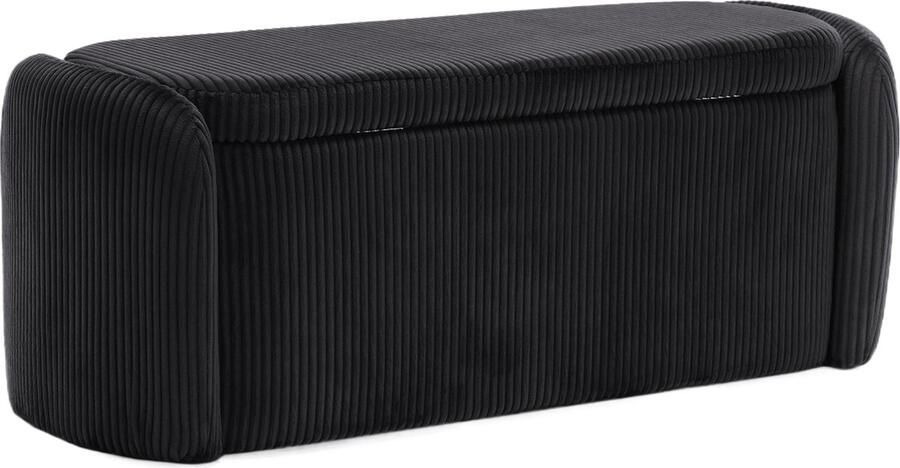 Gutent Bank Zwart Gestreept Fluwelen Comfortabele Zitplaats voor Woonkamer Ingang Slaapkamer Multifunctionele Opbergbank