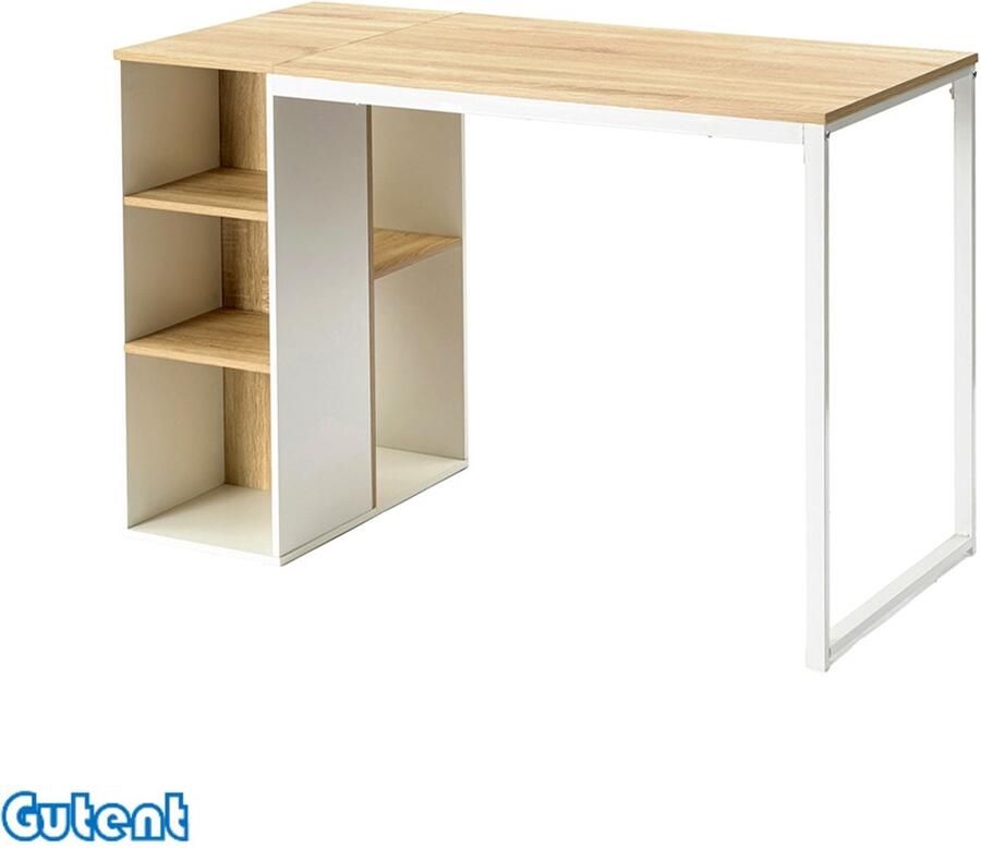 Gutent Bureau Wit en eiken met vijf planken Moderne stijl