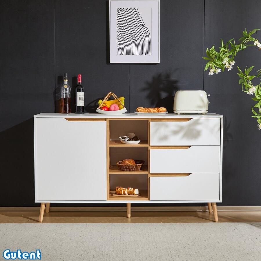 Gutent Dressoir 3 Laden Kantelbeveiliging Modern Wit