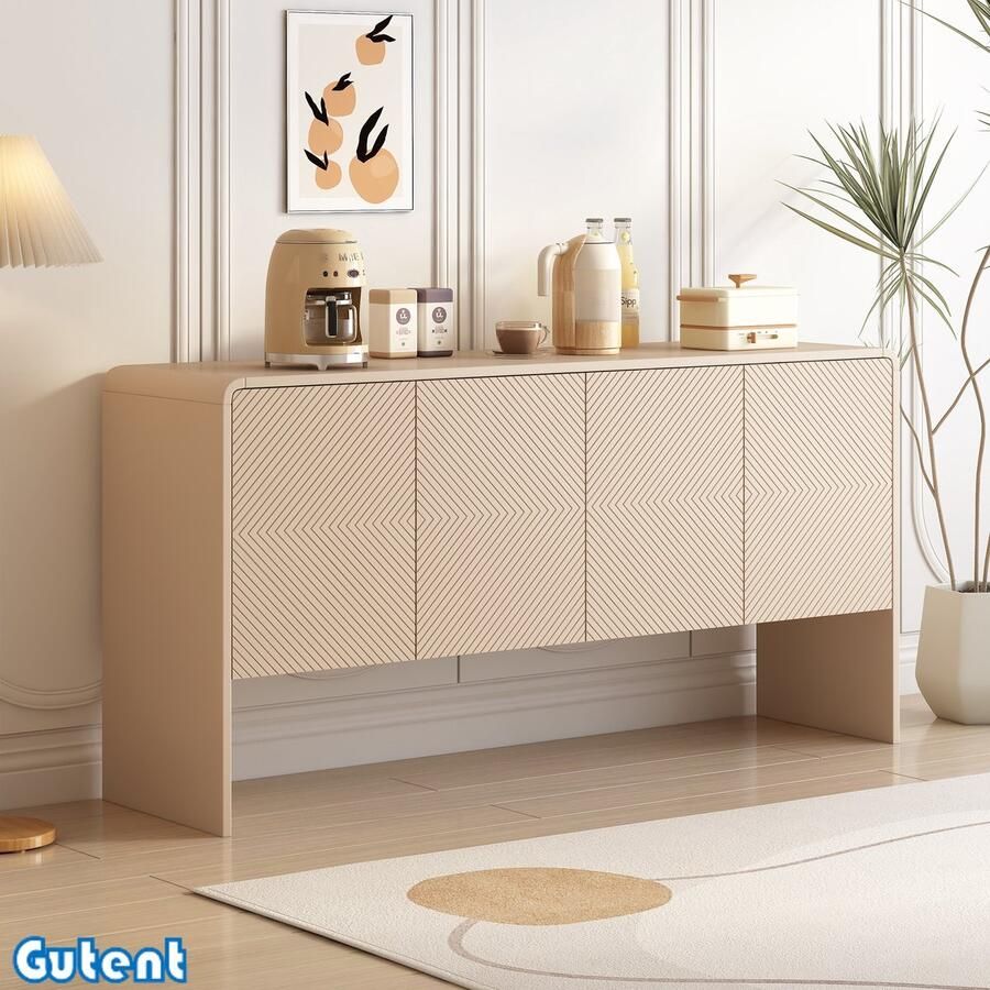 Gutent Dressoir 4 Deurs Opbergruimte Minimalistisch Abrikoos