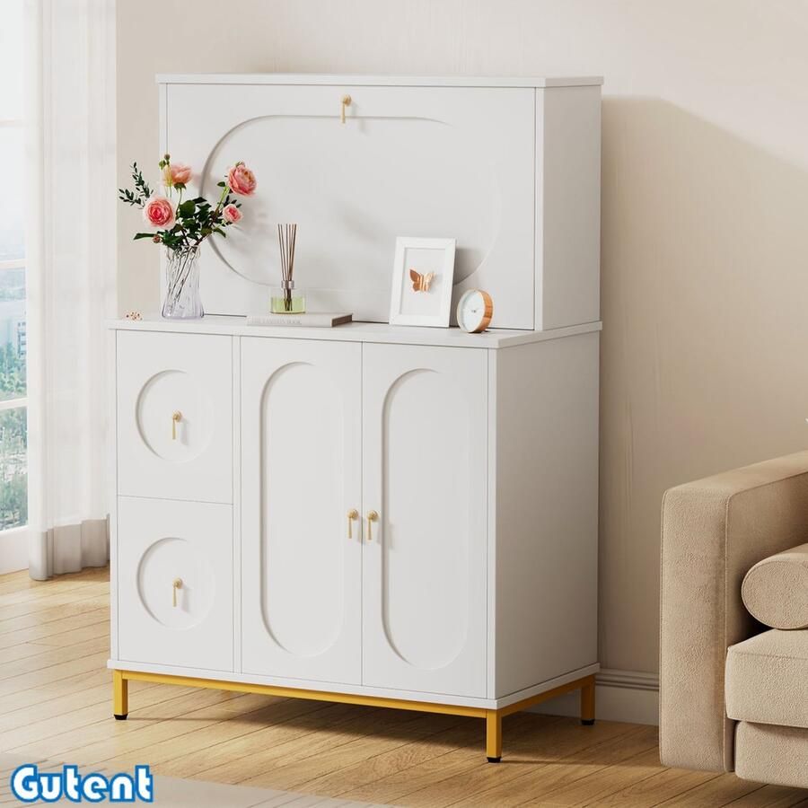 Gutent Dressoir met 2 deuren Wit 150 cm hoog 100 cm breed