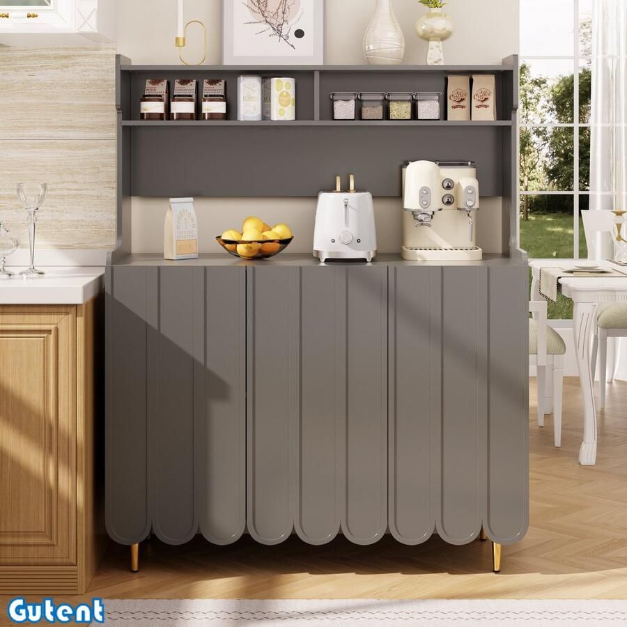 Gutent Dressoir Open Planken Grijs (120 x 40 x 151 cm)