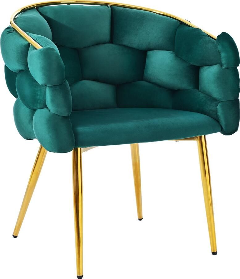 Gutent Eetkamerstoel Luxe Fluwelen Stoel 1pc Groener Stoel (Woonkamerstoel Eetkamerstoel Cosmetische Stoel Moderne Mode Stijl Stoel 1 Set) Vergulde Ijzeren Poten Bubbel Stoel