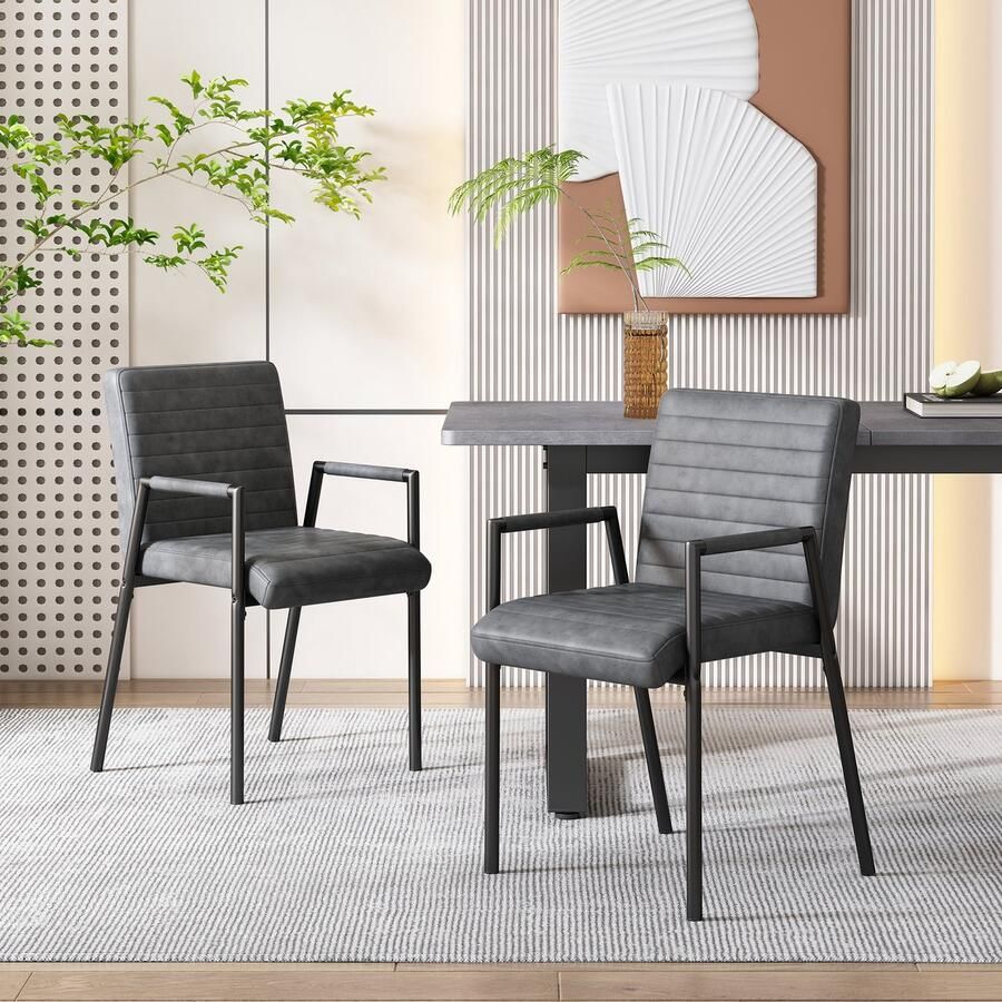 Gutent Eetkamerstoel set van 2 Zwart Verticaal Gestreepte Eetkamerstoel gestoffeerde stoel met metalen poten moderne loungestoel slaapkamer woonkamerstoel fauteuil