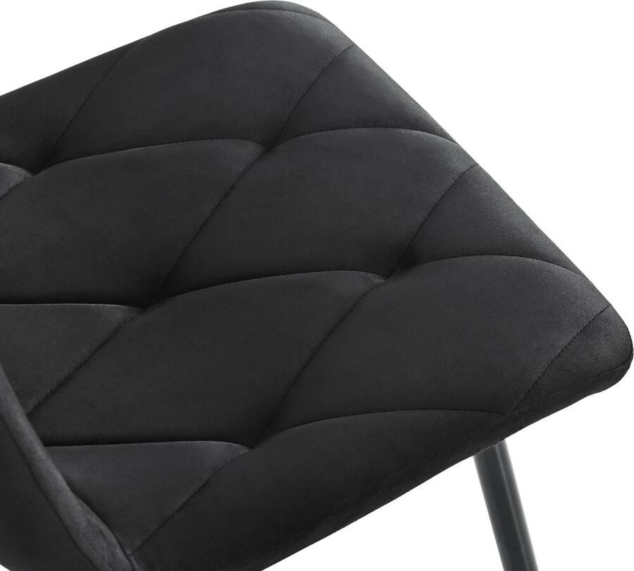 Gutent Eetkamerstoelen (4 stuks) (geen tafel) Zwart set van 4 gestoffeerde designstoelen twill linnen eetkamerstoelen keukenstoelen met rugleuning linnen stoelen met metalen frame en metalen poten - Foto 2