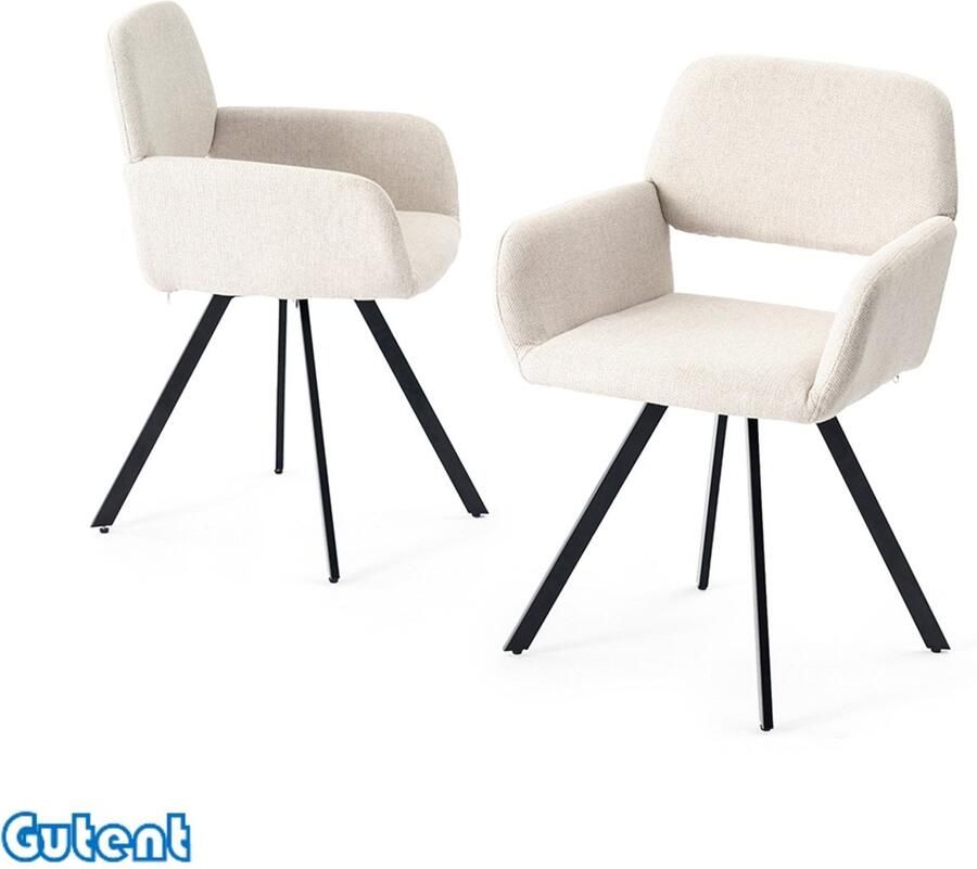 Gutent Eetkamerstoelen Set van 2 Beige Draaibaar Zacht en Comfortabel