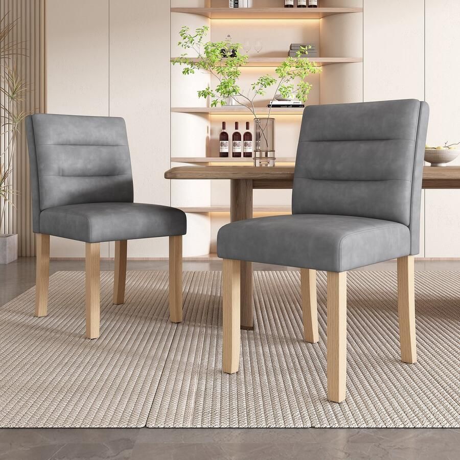 Gutent Eetkamerstoelen set van 2 Grijs Familie Eetkamerstoelen Stoelen Moderne minimalistische woonkamer- en slaapkamerstoelen eikenhouten poten