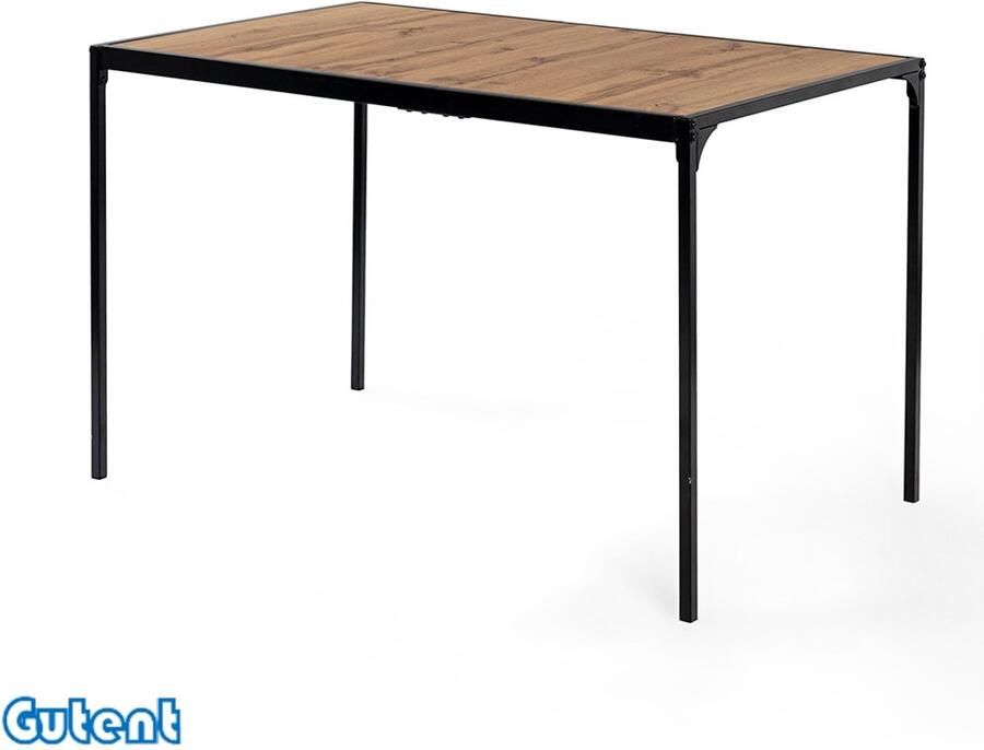 Gutent Eettafel Industrieel Rechthoekig eiken effect Zwarte poten 120x75 cm Donkerbruin