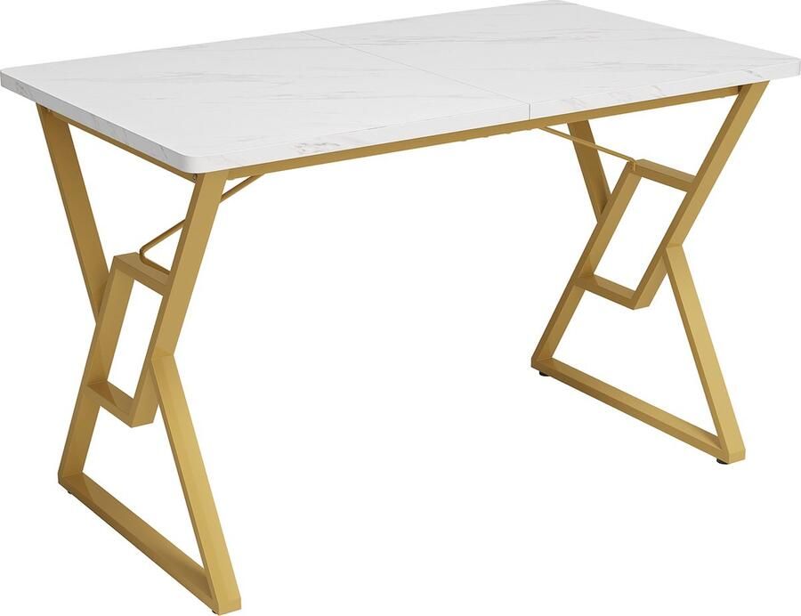 Gutent Eettafel met Gouden poten (119 x 70 cm) MDF Materiaal Keukentafel Stevig metalen frame moderne marmeren eettafel woonkamer keuken eetkamer ontbijttafel