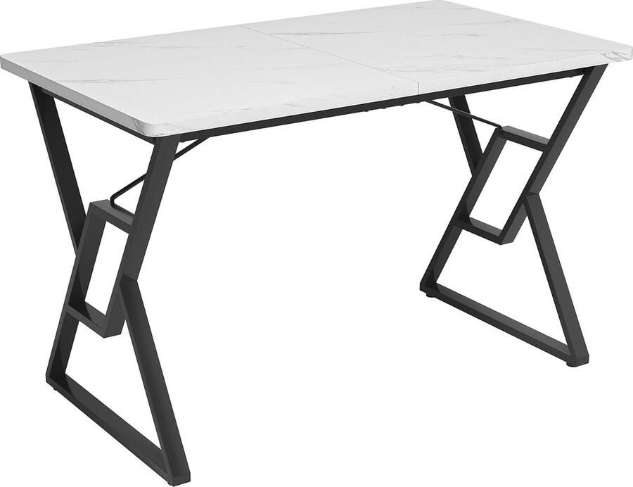 Gutent Eettafel met Zwart poten (119 x 70 cm) MDF Materiaal Keukentafel Stevig metalen frame moderne marmeren eettafel woonkamer keuken eetkamer ontbijttafel