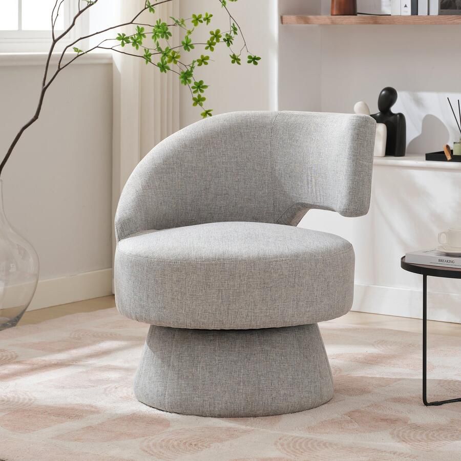 Gutent Fauteuil Grijs 77 cm Hoog Grijze Draaistoel 360° Draaibaar 22 cm Dikke bekleding in hoogte verstelbare schroeven belastbaar tot 100 kg draaistoel relaxfauteuil loungestoel