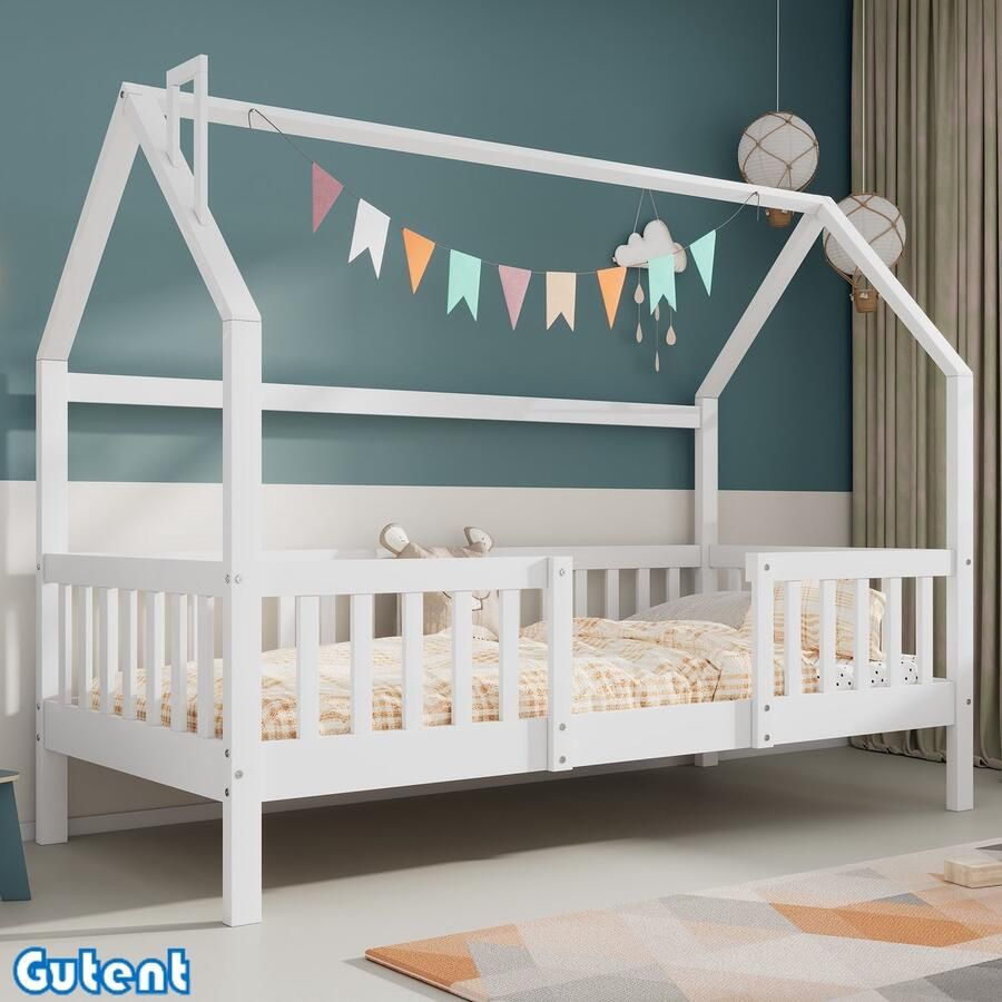 Gutent Kinderbed Massief lattenbodem Grenen 90 x 200 cm Zonder matras Wit