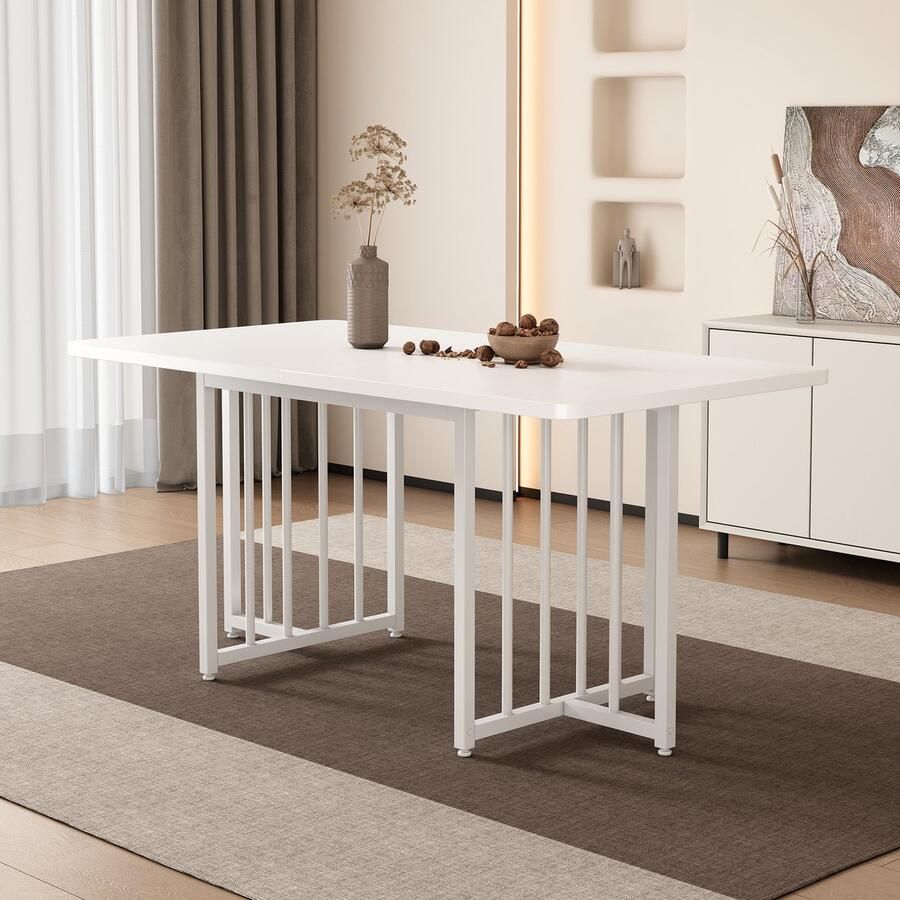 Gutent Moderne en Stijlvolle Eettafel Wit 158 x 76 x 75 cm Design eettafel Eenvoudig te installeren niet inklapbaar