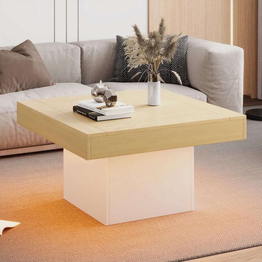 Gutent Salontafel Creatieve paddestoelvorm LED-verlichting 30 kg Modern ontwerp Kleuren wit en eiken