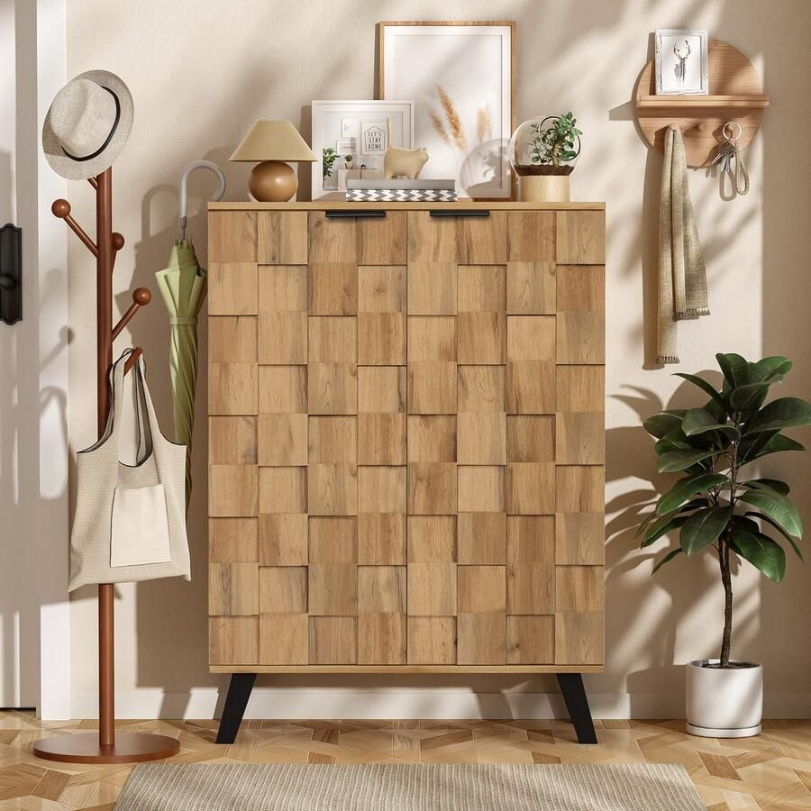 Gutent Schoenenkast met 5 vakken Afmetingen: 80 5 x 35 x 109 5 cm Verstelbare planken Houtkleur