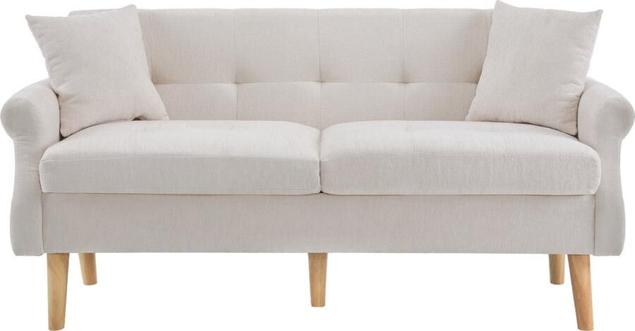 Gutent Sofa Modern Ontwerp Chenille stof dubbele bank met dikke kussens Beige