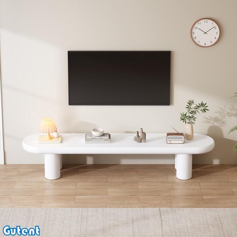 Gutent TV-meubel Wit 160 x 40 x 40 cm Minimalistische stijl Met 4 stevige steunvoeten