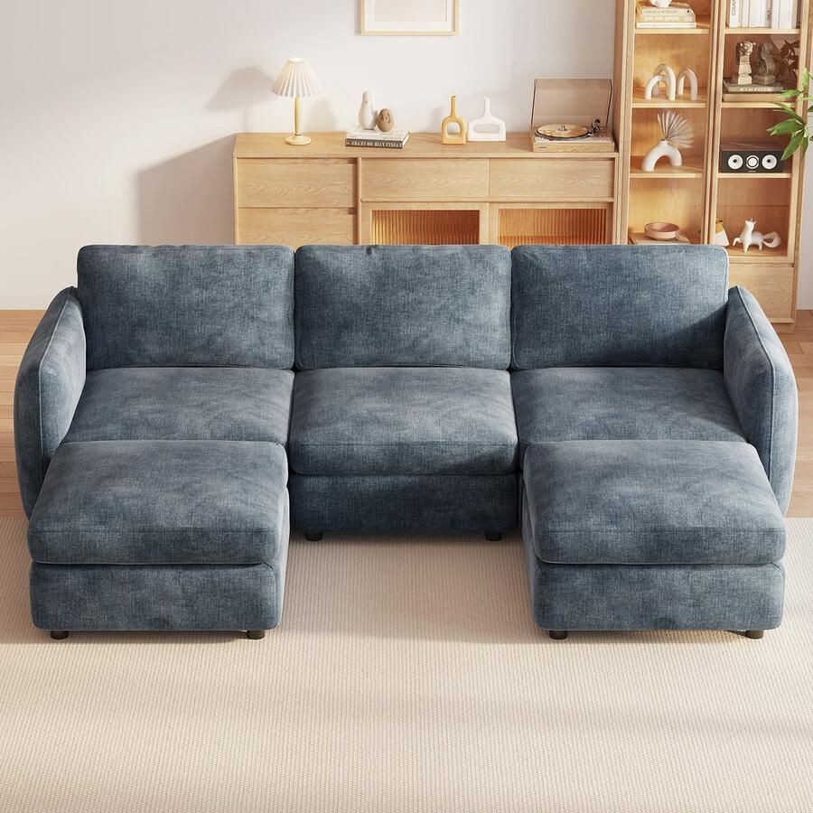 GUYII Meubella Bank 5-Zitsbank Moderne Hoekbank met Opbergruimte – Comfort en Stijl in Één，U-vormige 5-zitsbank