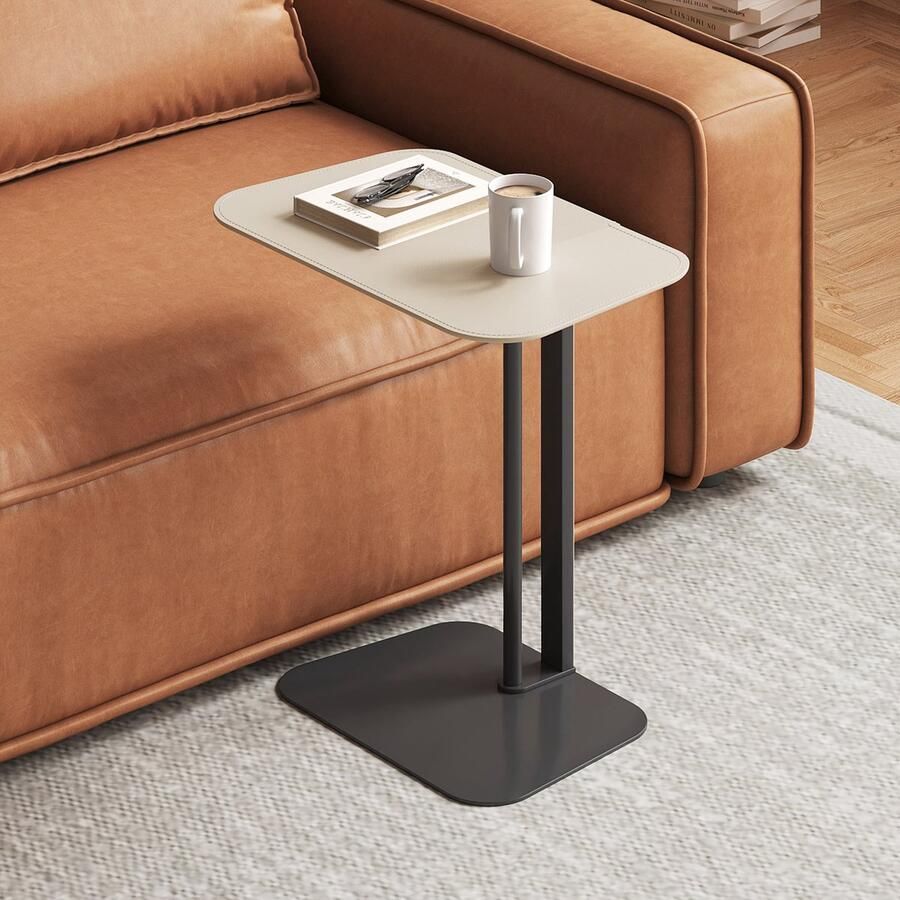 GUYII Meubella Bijzettafels 51.1*35.2*55.1cm Modern Bank Bijzettafels Salontafel Scandinavische Stijl Side Table met Donkere Metaal Base voor Woonkamer slaapkamer hoeken en kantoor