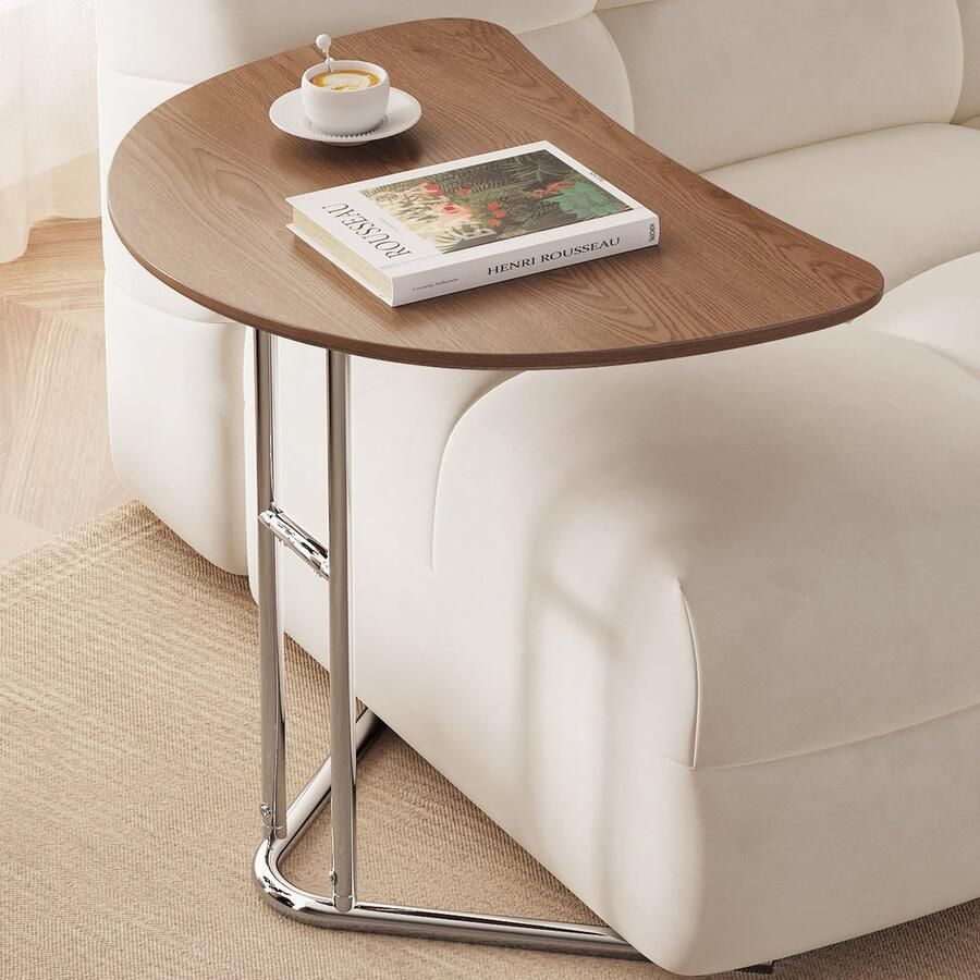 GUYII Meubella Bijzettafels Salontafel，Maandelijkse tandvormige koffietafel Modern Bijzettafels met Metaal Onderstel voor Woonkamer