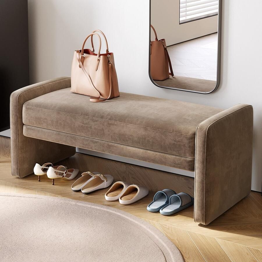 GUYII ﻿ Meubella Poefs Vervangingsschoenenbank bij de ingangsporte Bankje in de hal Stoel in de woonkamer diepbruine slaapkamer bank moderne ingang bank comfortabele schoen veranderende kruk voor ingang slaapkamer woonkamer