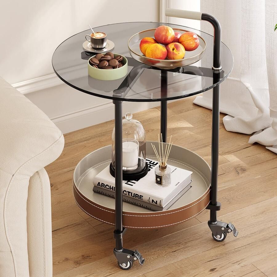 GUYII Meubella Bijzettafels 50*51.2cm Modern Bank Bijzettafels Multifunctionele Bijzettafel met Wielen voor Woonkamer Keuken slaapkamer hoeken en kantoor - Foto 2