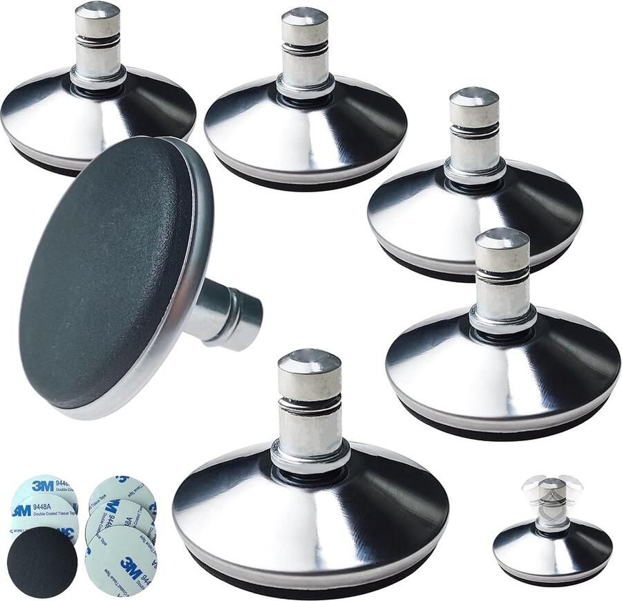 Gzjiyu 6 stuks bureaustoelglijders roestvrij staal glijders met 6 stuks viltglijders zelfklevend voor bureaustoelen banken stoelen (11 mm x 22 mm)