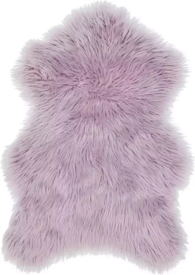 H&L Luxe schapenvacht vloerkleed bontkleed nep bont faux fur lila paars fluffy decoratie 100% polyester 90 x 60 cm