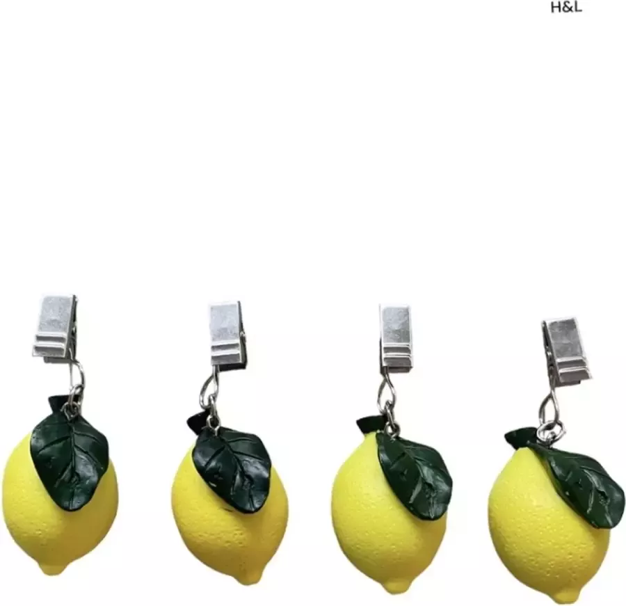 H&L Luxe tafelkleed gewichten citroen geel extra zwaar tafelkleed klemmen set van 4
