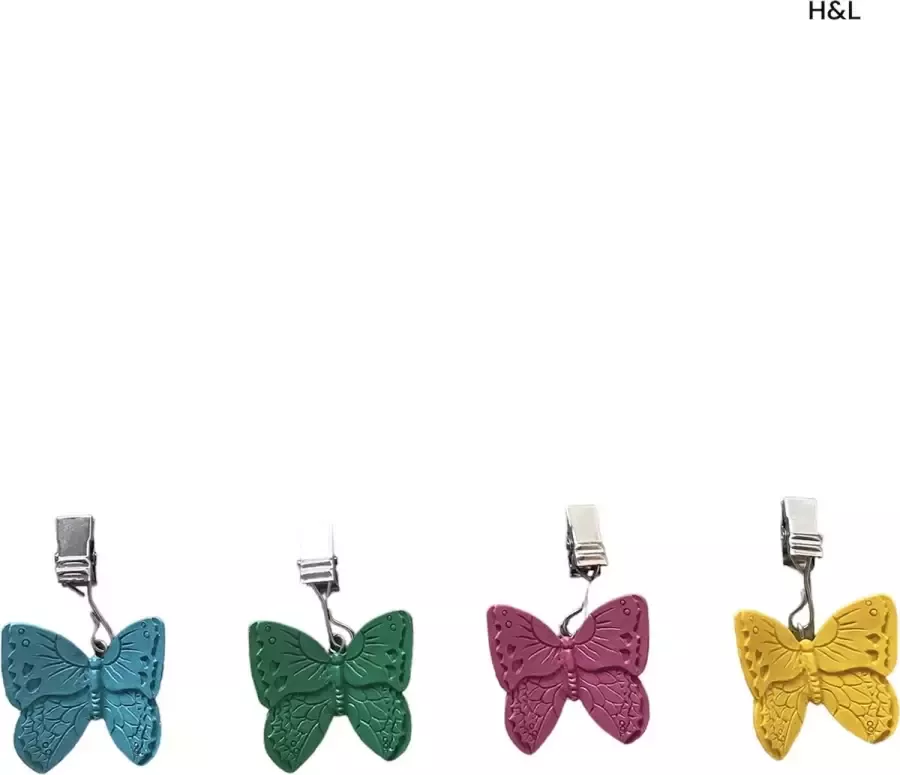 H&L Luxe tafelkleed gewichten vlinder multicolor tafelkleed klemmen set van 4