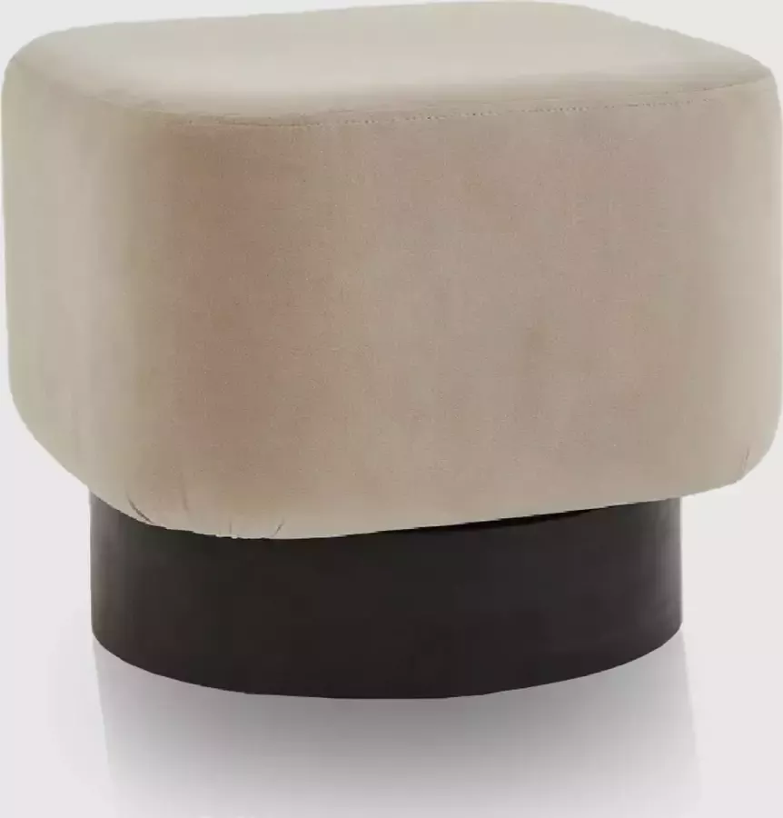 H&M Lichtbeige Poef ronde poef zitmeubel voetenbankje ronde bijzettafel stoel 38 cm hoog 45 cm breed acacia hout
