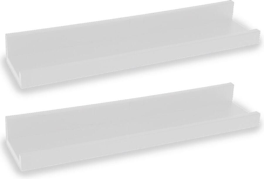 H&S Collection Fotoplank set van 2 Wit 45 cm Wandplank set Fotolijst plank Boekenplank Zwevende Plank kunststof