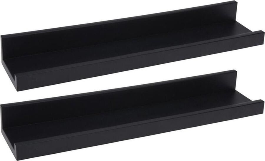 H&S Collection Fotoplank 2-delig zwart kunststof 30 cm Displayrek Wandplank