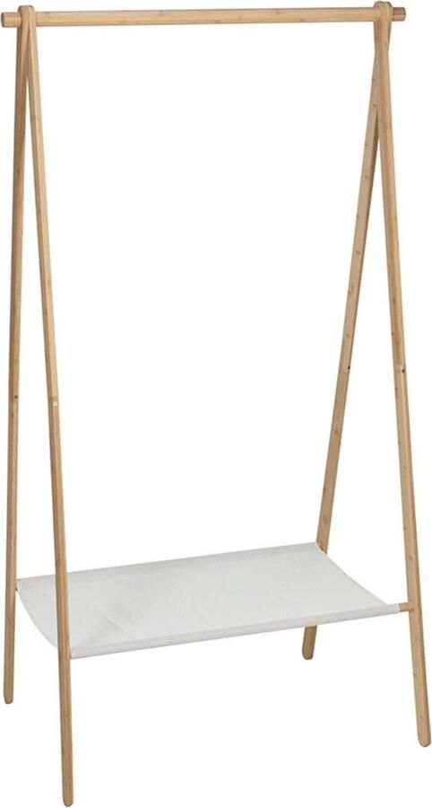 H&S Collection Kledingrek met plank bamboe- lichtbruin wit - Foto 2