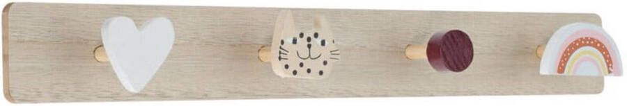 H&S Collection Kinder Kapstok Hartje Poes 40CM kinderkapstokken voor kleerkast kinder kledinghangers kinder kapstok haakjes wandkapstok kind