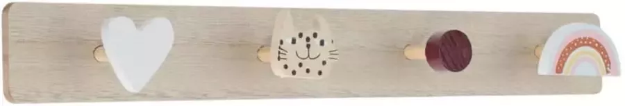 H&S Collection Kinder Kapstok Hartje Poes 40CM kinderkapstokken voor kleerkast kinder kledinghangers kinder kapstok haakjes wandkapstok kind
