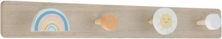 H&S Collection Kinder Kapstok Regenboog Zon 40CM kinderkapstokken voor kleerkast kinder kledinghangers kinder kapstok haakjes wandkapstok kind