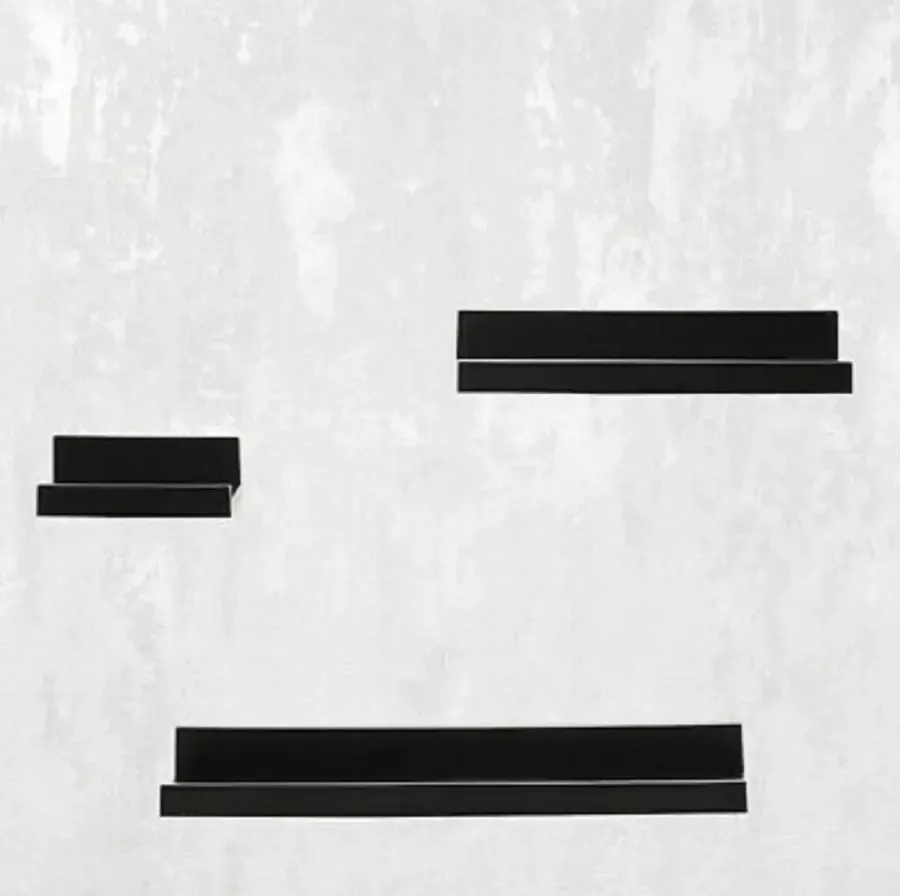 H&S Collection Wandplank set van 3 45 cm 30 cm en 15 cm Zwart Fotoplank Fotoplanken Wandplanken set Zwart Foto plank set display rek Wandrek Boekenplank Zwevend Zwart Zwevende muurplank kunststof - Foto 2
