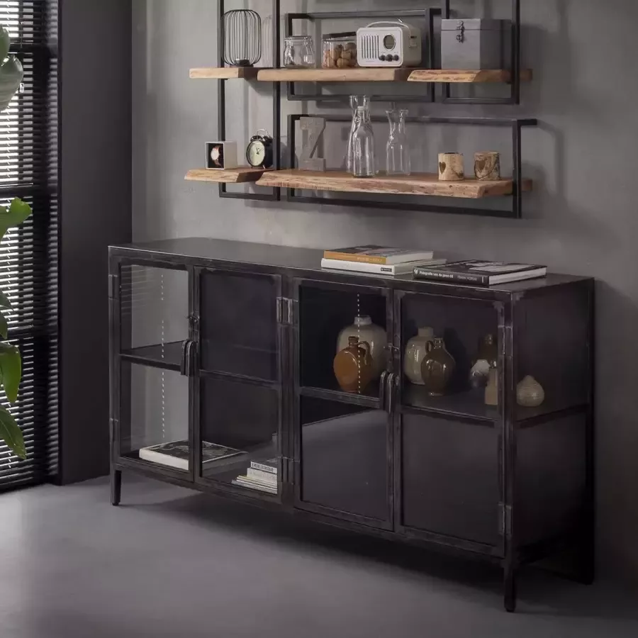 Hoyz Collection Hoyz Dressoir Rift 180cm Zwart Metaal 4 Deuren Zwart - Foto 3