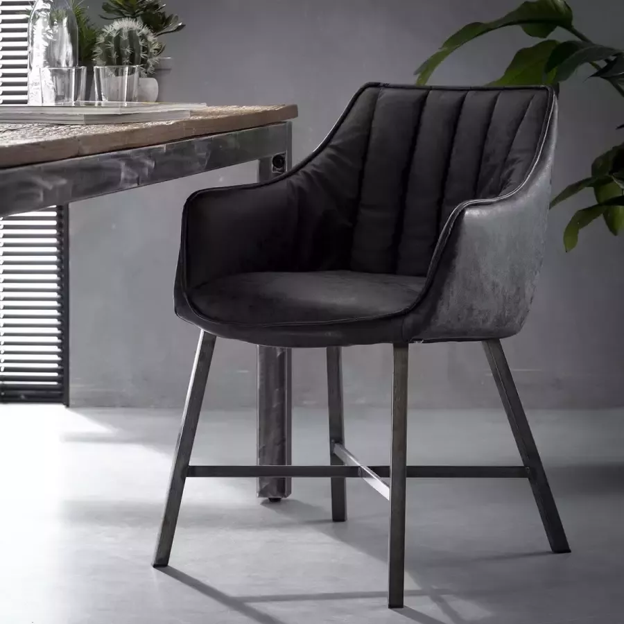 Hoyz Collection Hoyz Eetkamerfauteuil Leer Zwart 2 stuks - Foto 2