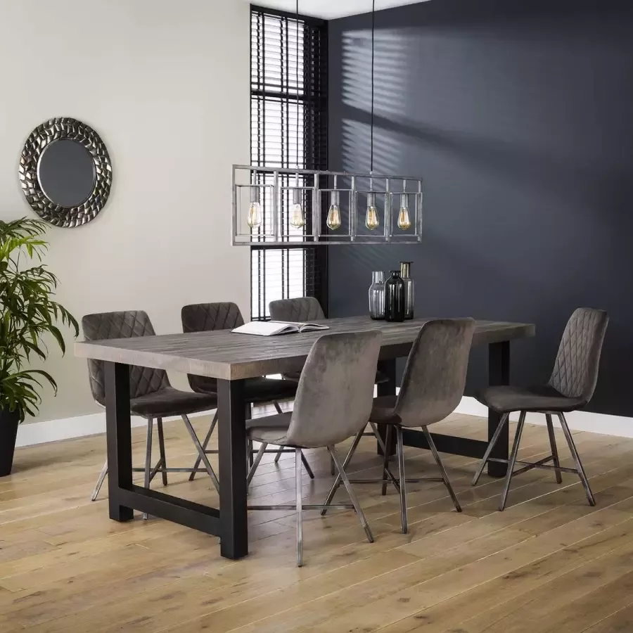 H2O Collection Hoyz Eetkamertafel Acasia Rough Grey 200x100x77 Grijs Hout - Foto 2