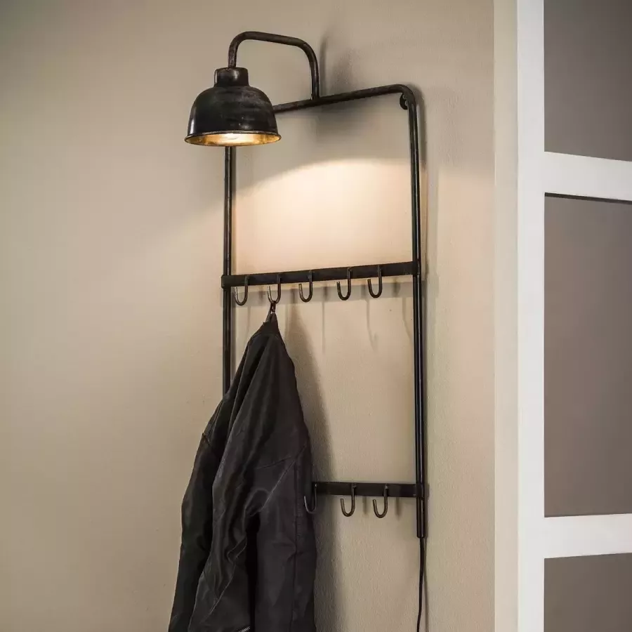 Hoyz Collection Hoyz Kapstoklamp Grijs Wandkapstok met Lamp 75cm Hoog - Foto 1