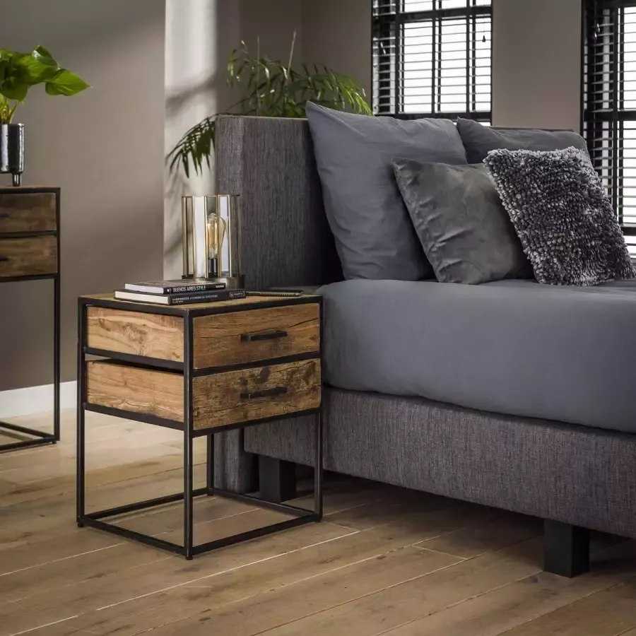 Hoyz Collection Hoyz Nachtkastje Zwart Float 2 Lades Bruin Zwart