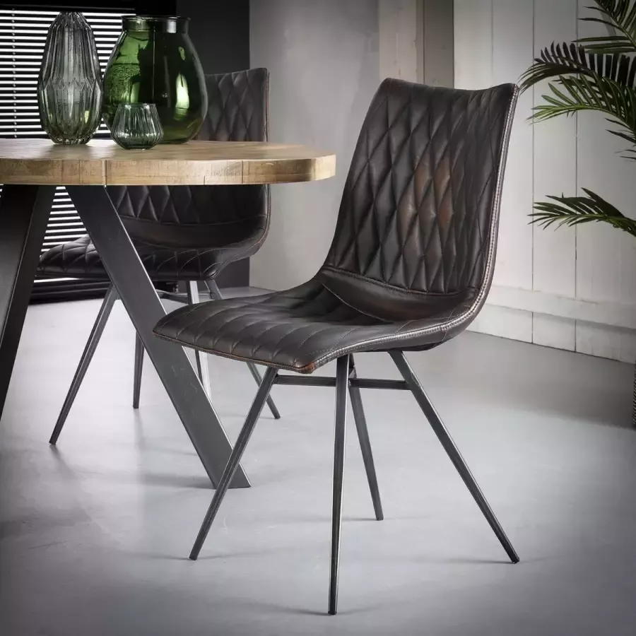 Hoyz Collection Hoyz Stoel Vintage Bruin Kruispoot 2 Stuks