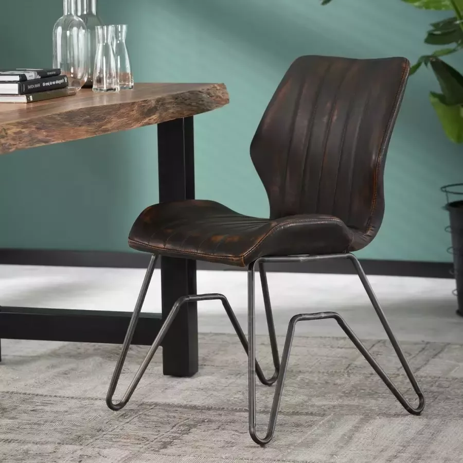 Hoyz Collection Hoyz Stoel Vintage Kunstleer Bruin 2 Stuks