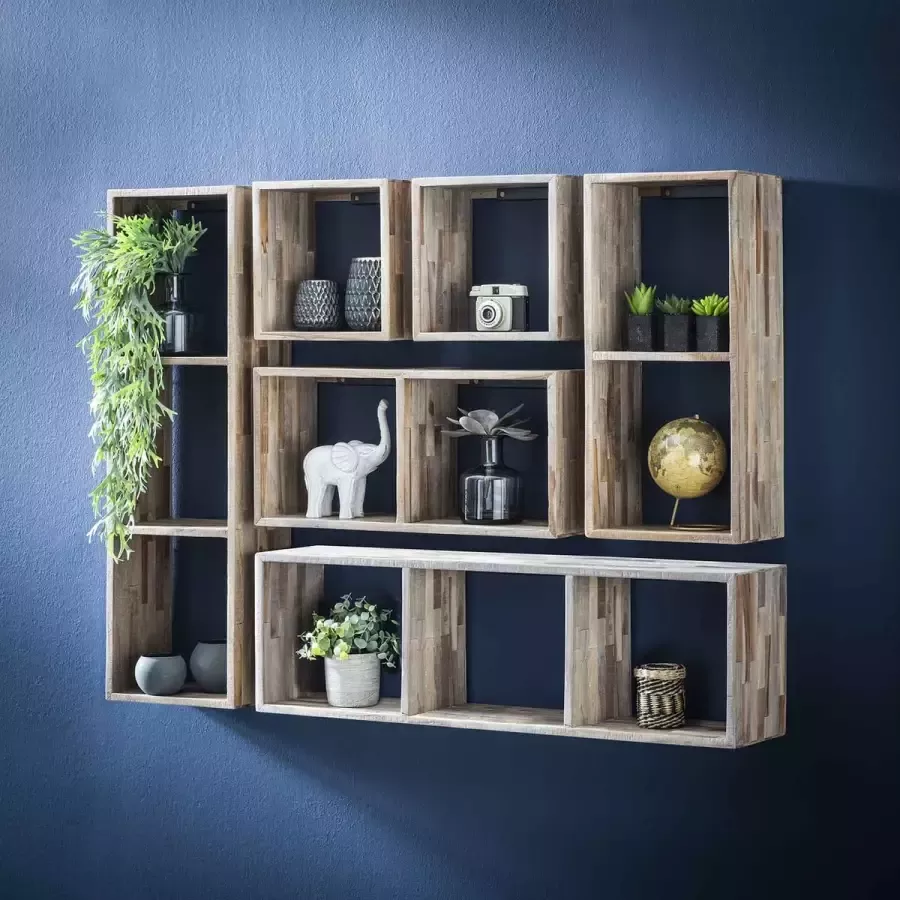 Hoyz Collection Hoyz Wandschap Teca Wandkast 30x20x65 Bruin