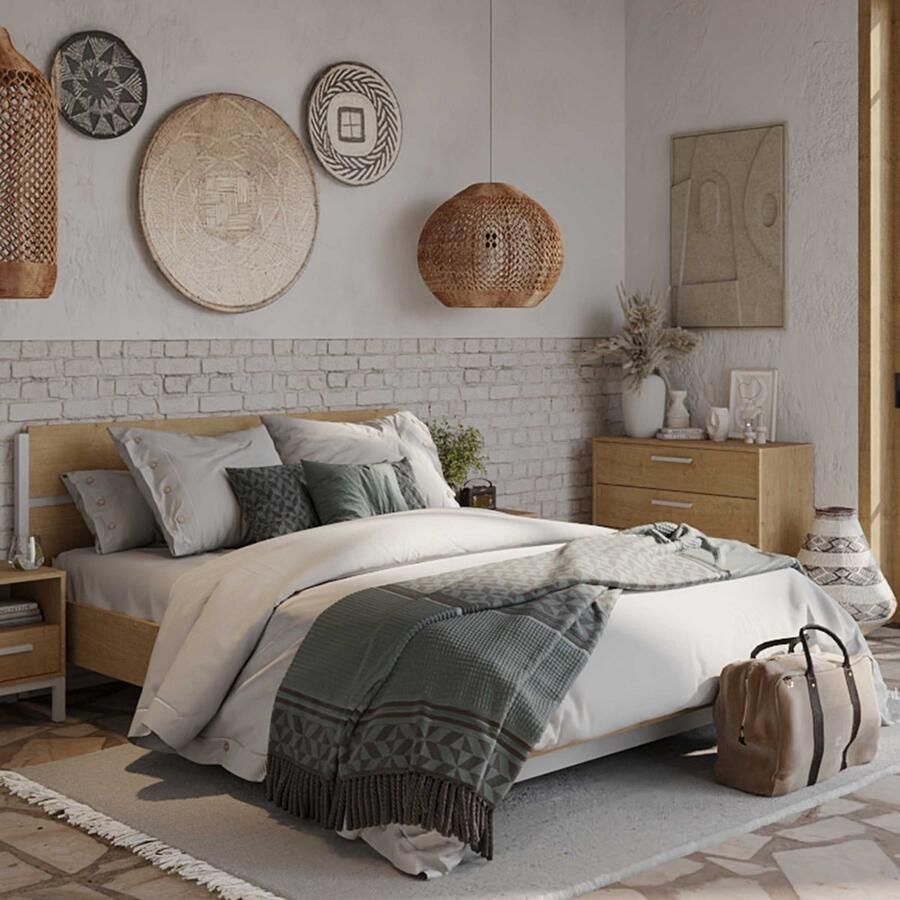 Craft Adult Bed 140 x 190 200 cm Melamine Hamilton Chene Decor Franse ie Demeyere