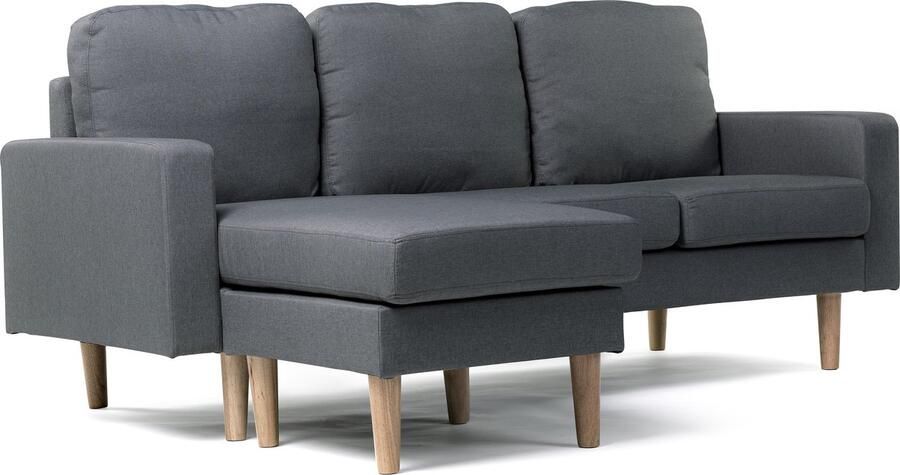 Habitat et Jardin Bank hoekbank links rechts stoffen meubel Gabby 3 zits Grijs