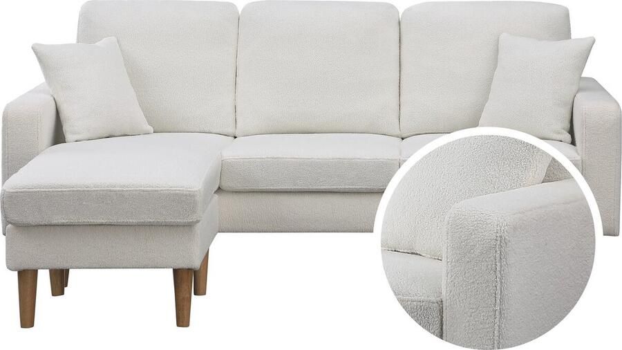 Habitat et Jardin Bank hoekbank links rechts stoffen meubel Gabby 3 zits Wit