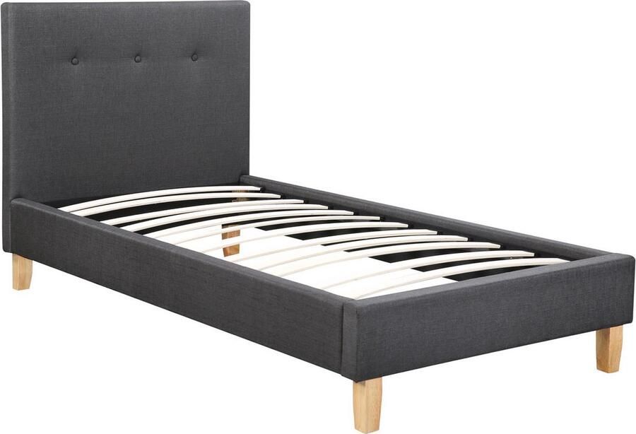 Habitat et Jardin Eenpersoonsbed bed bedframe Elise 90 x 190 cm Grijs Donkergrijs